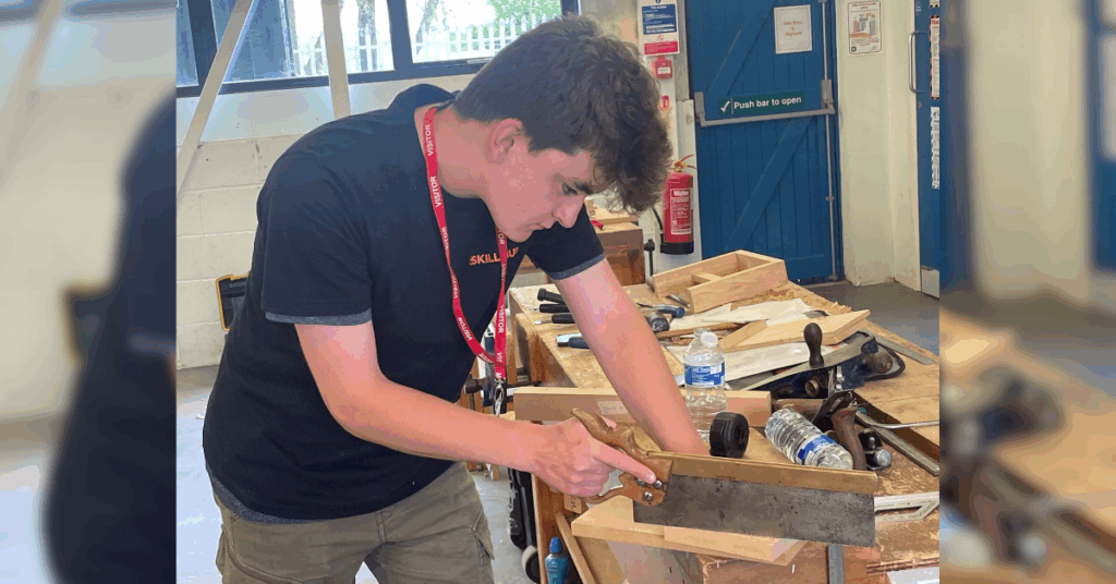 One of our Brinsbury students building their furniture for the competition