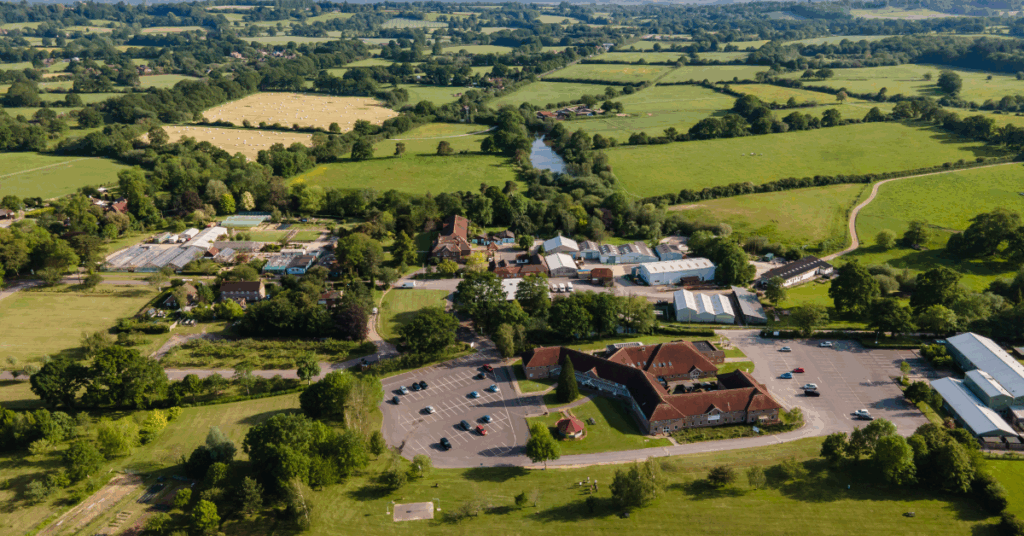 An outside aerial shot of Brinsbury College